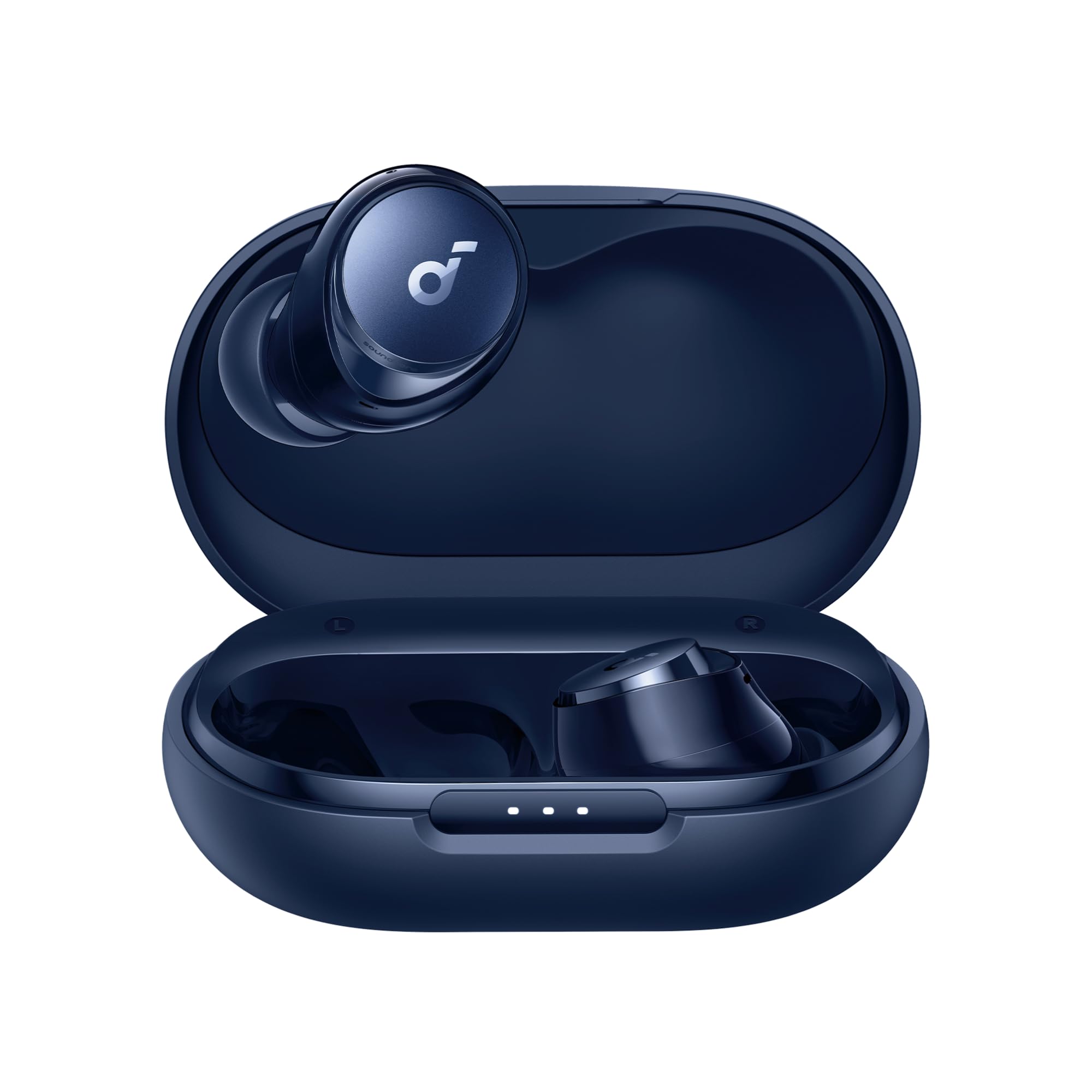 Soundcore Space A40 earbud side profile showing ergonomic shape, reduced ear fatigue benefit
