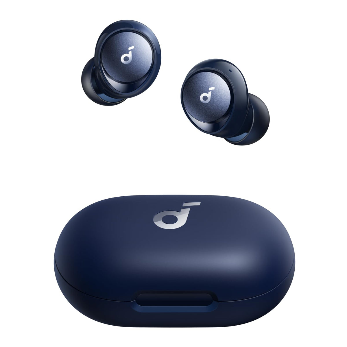 Soundcore Space A40 front case open showing earbuds, clear organization and quick access benefit