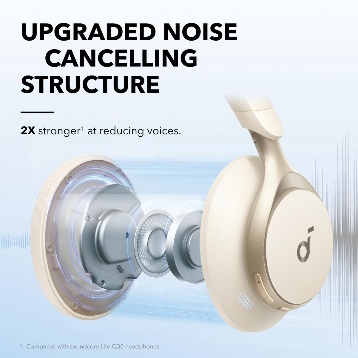 Soundcore Space One worn by user in cafe reducing background distractions