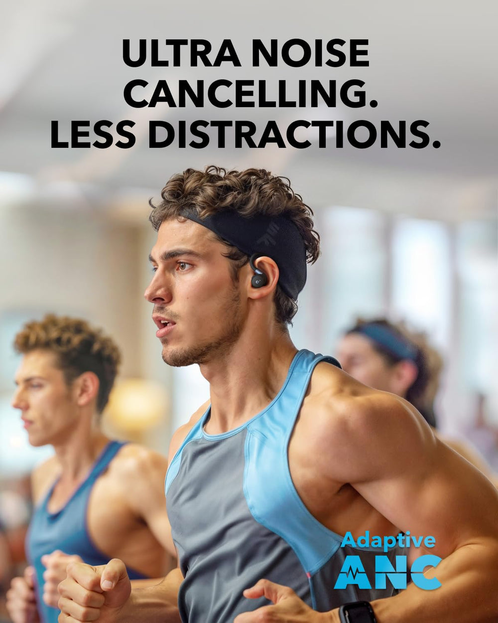 Soundcore Sport X20 worn by runner outdoors, showing stable fit and distraction-free listening
