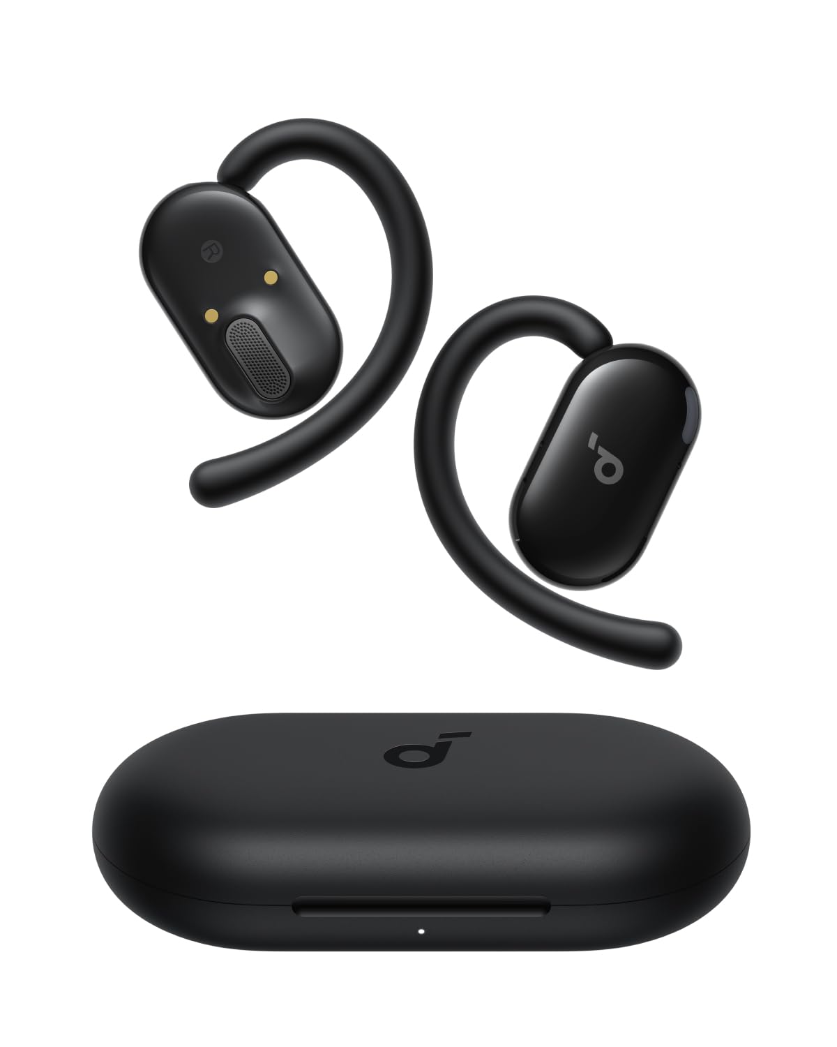 Soundcore V20i front view showing sleek open-ear design and comfortable fit