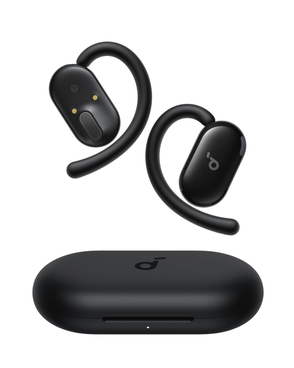 Soundcore V20i front view showing sleek open-ear design and comfortable fit