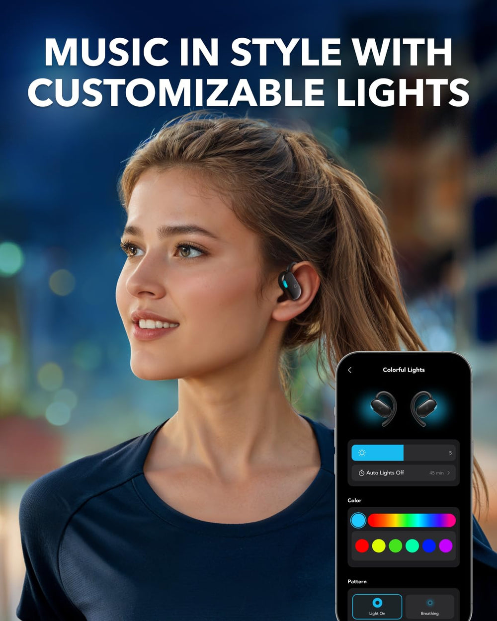 Soundcore V20i being worn by runner offering situational awareness and safety