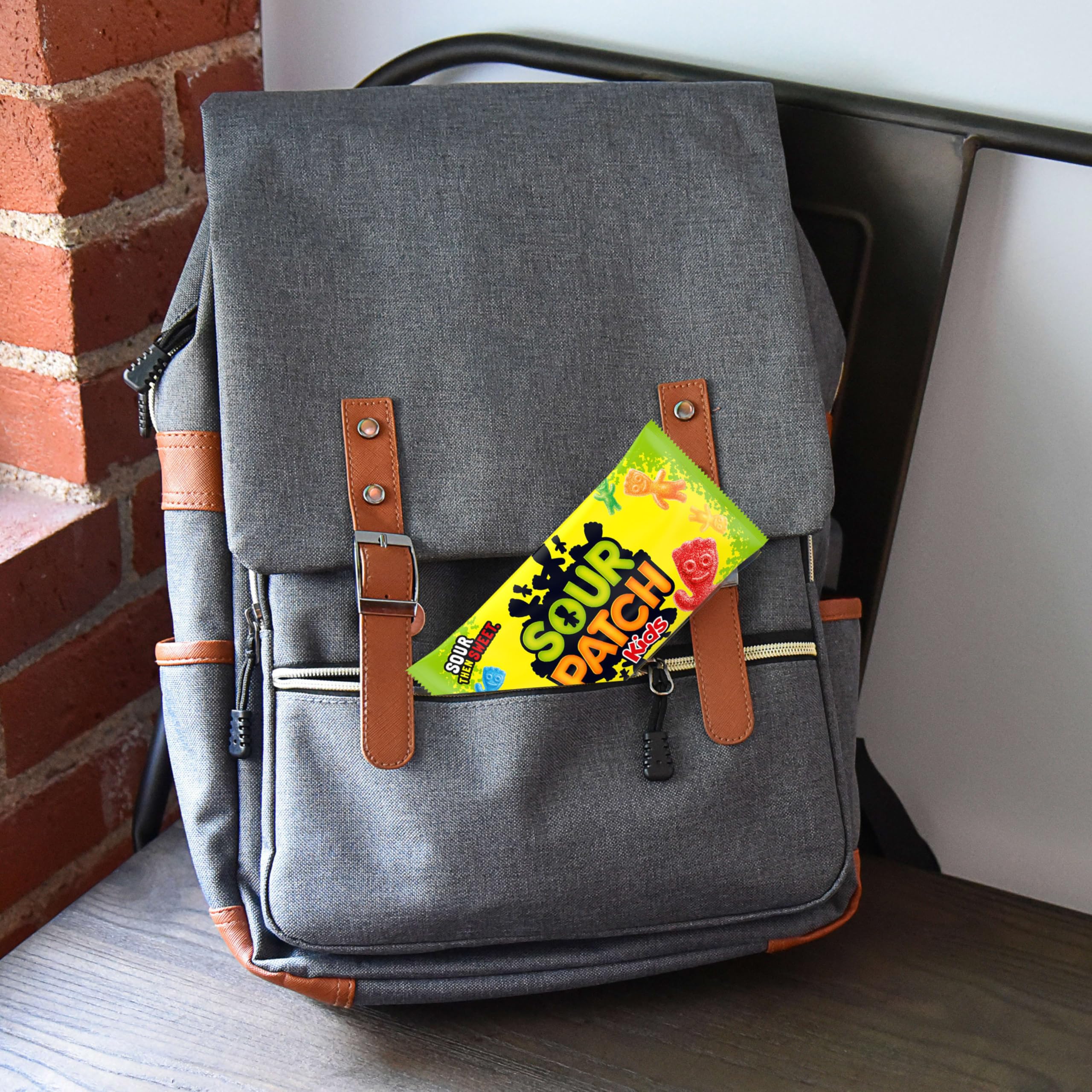 SOUR PATCH KIDS bag placed in a lunchbox, portable snack for kids and adults