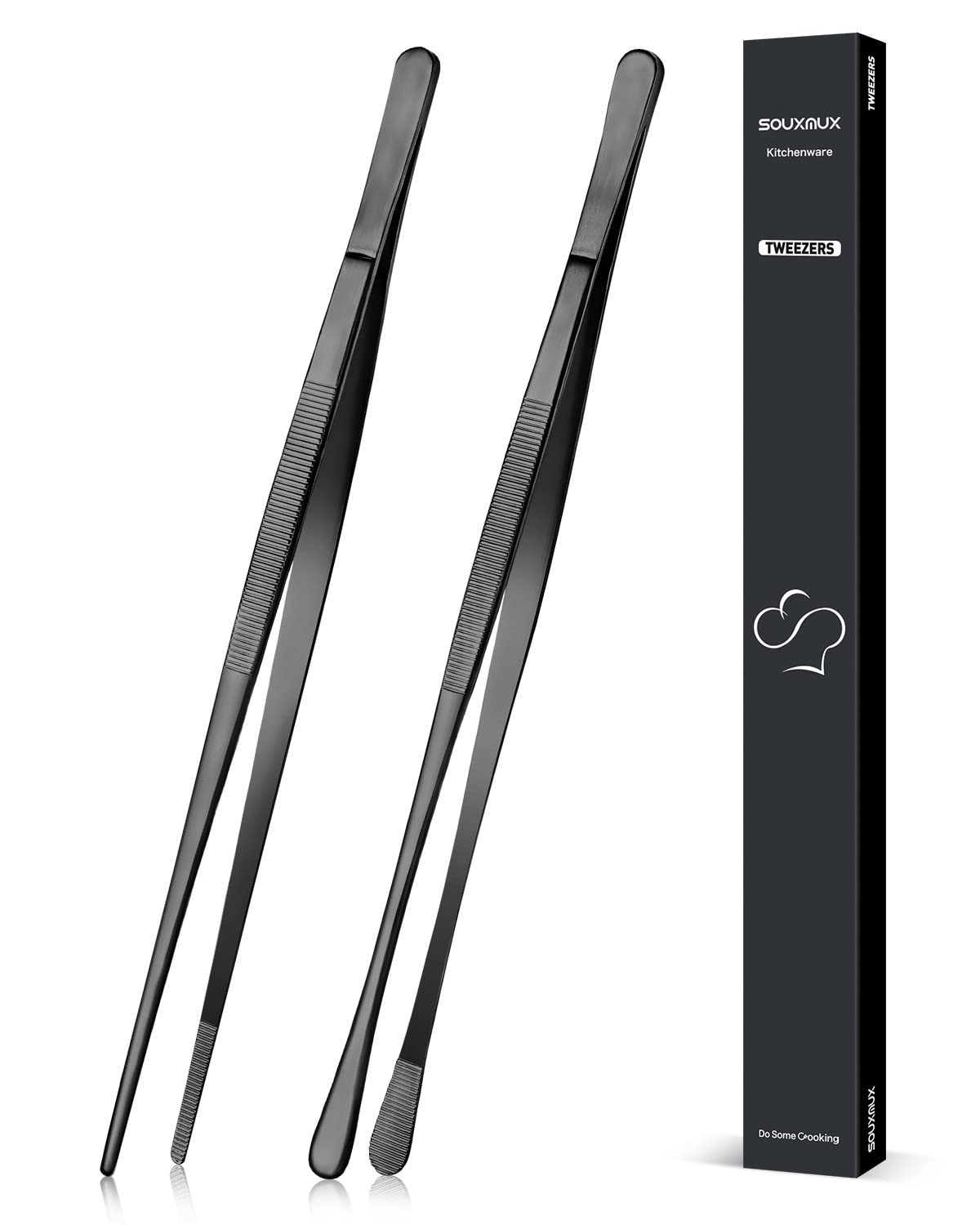 SouxMux front view of both 12-inch tweezers showing complete set and finish