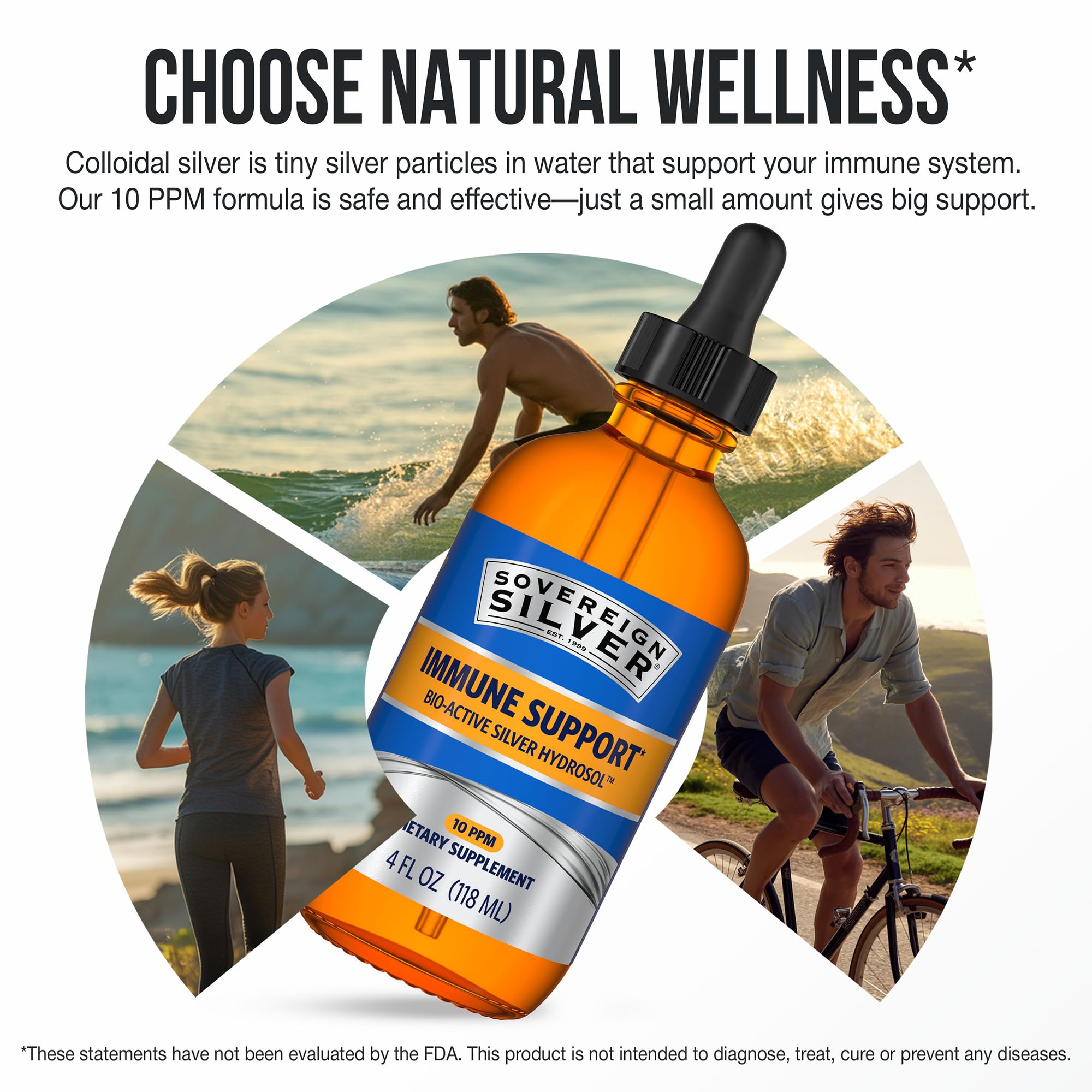 Sovereign Silver in hand lifestyle image showing portable wellness support on the go