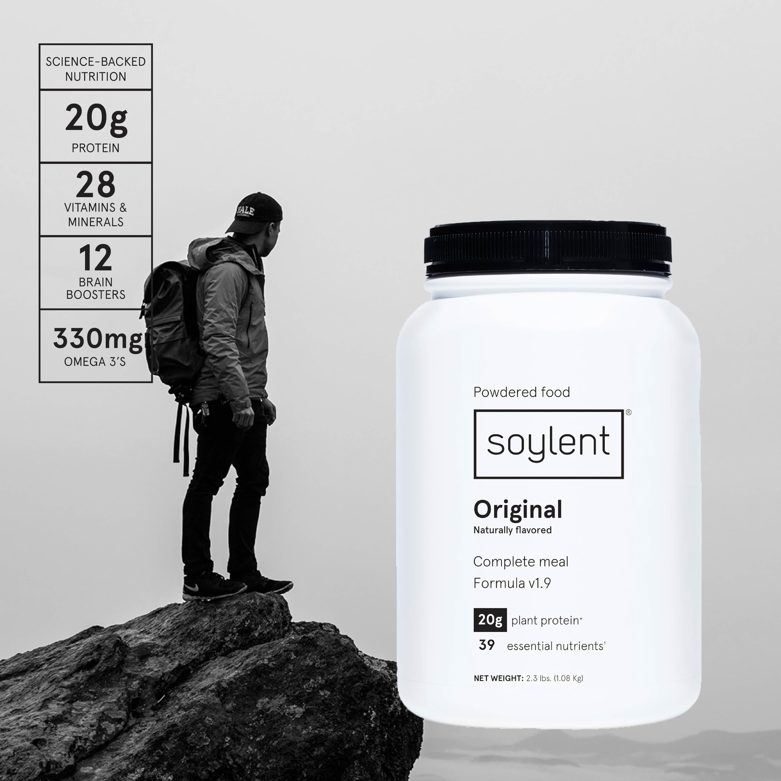 Soylent prepared shake in glass, demonstrating creamy drinkability