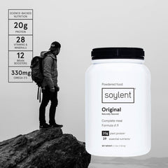 Soylent prepared shake in glass, demonstrating creamy drinkability