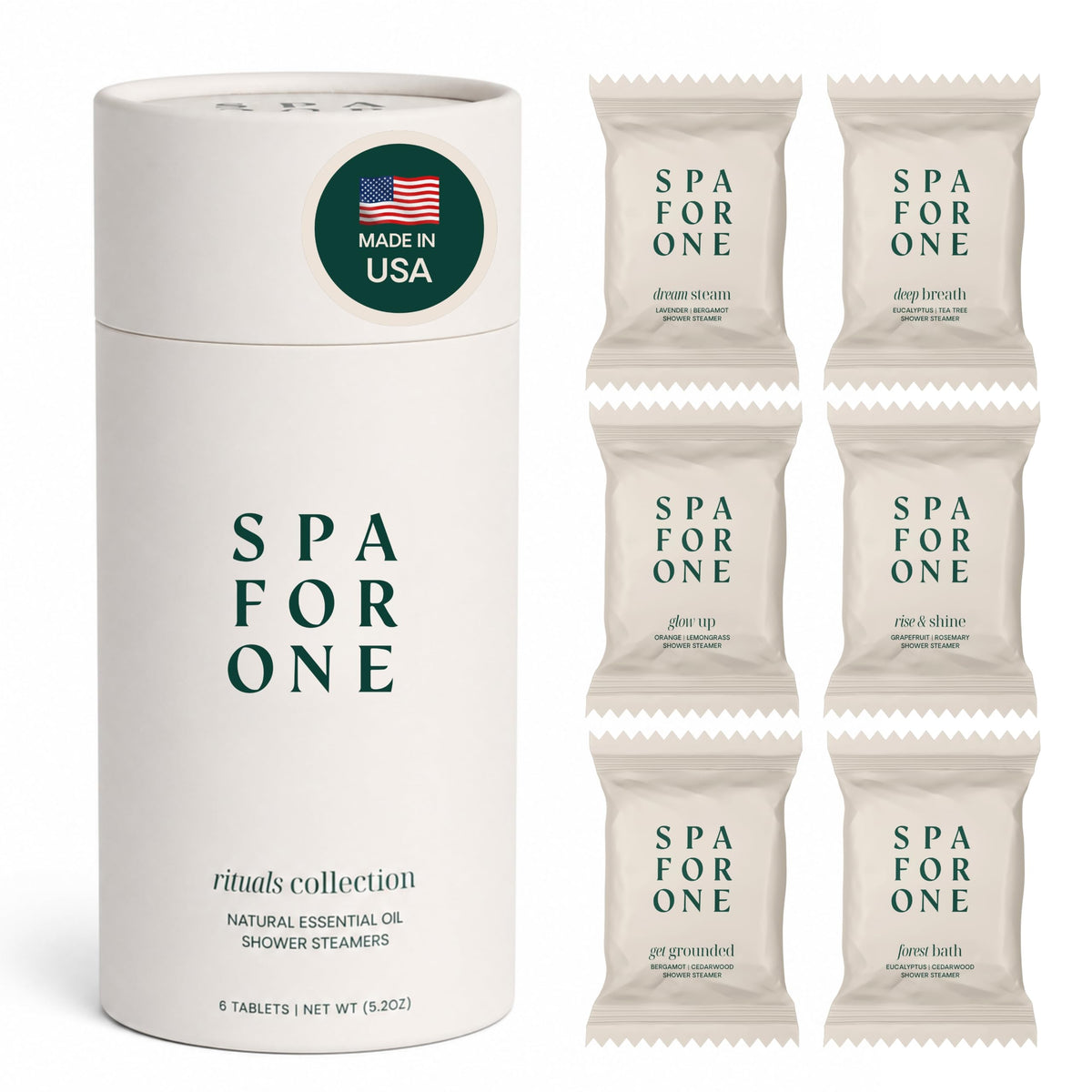 Spa For One front packaging showing six-scent variety for gifting convenience
