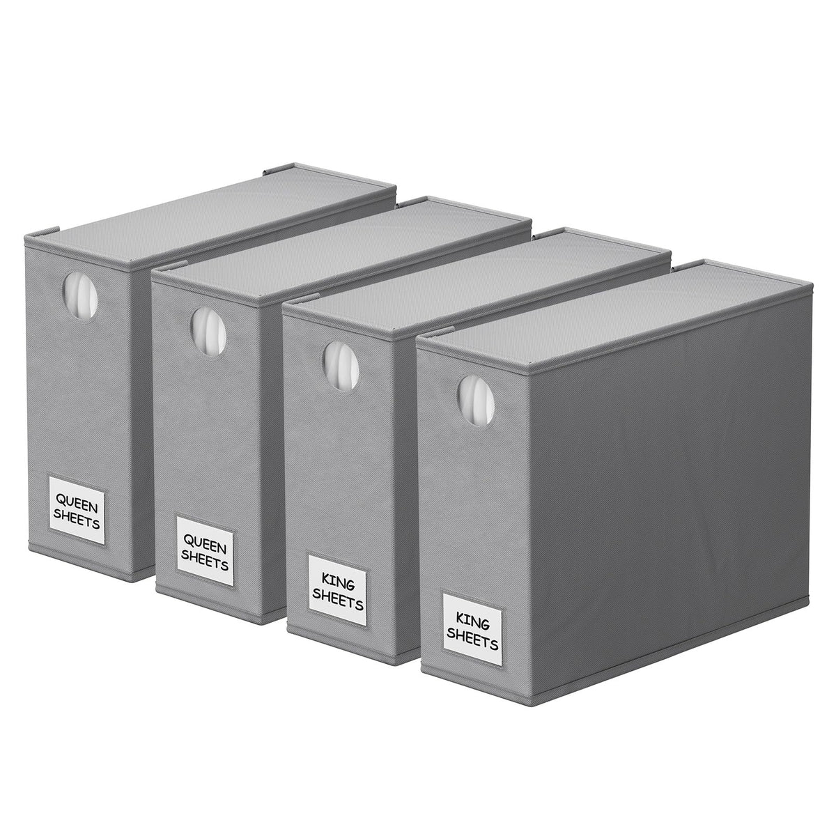 SpaceAid front view of four gray organizers showing tidy stacked storage benefit