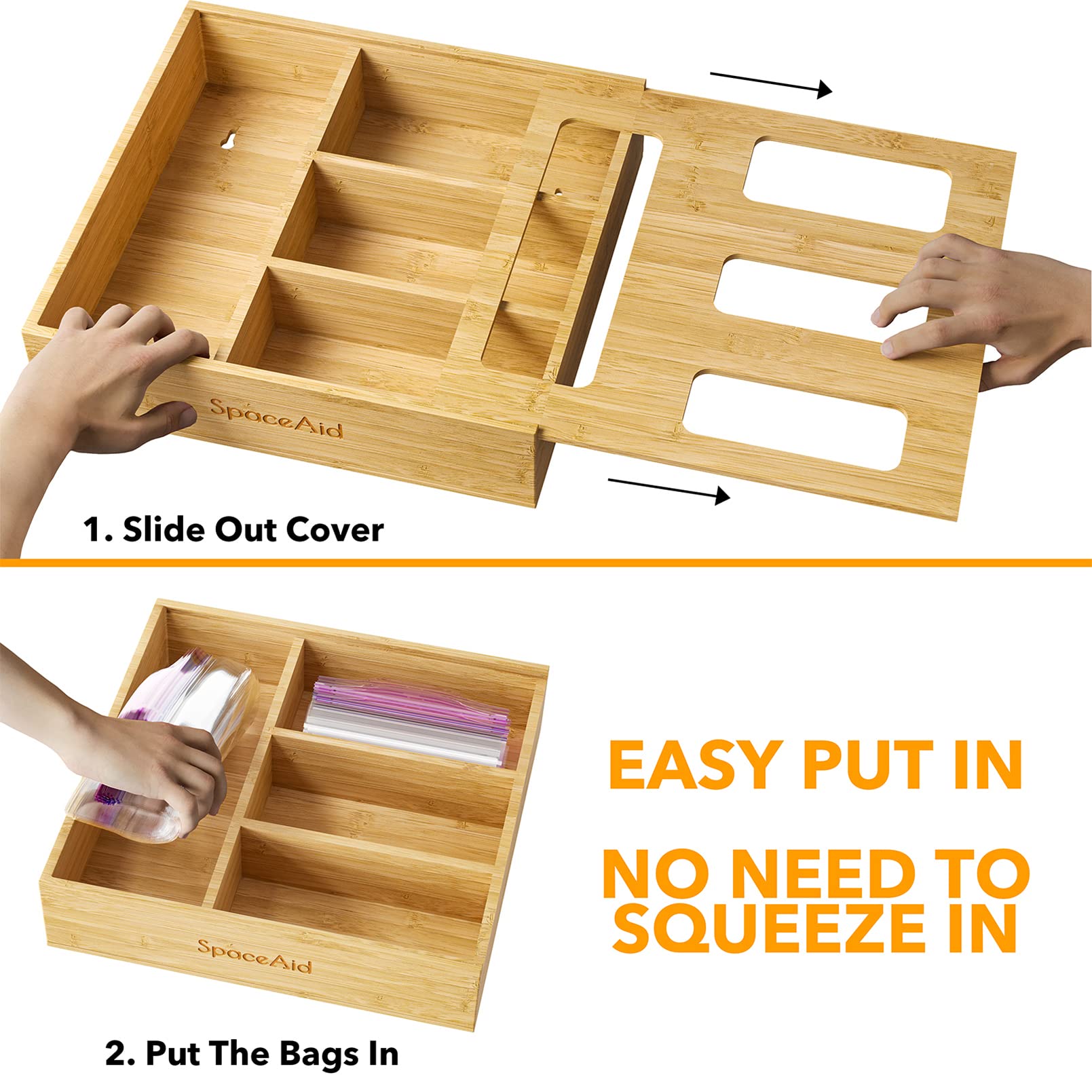 SpaceAid installed inside a kitchen drawer demonstrating space-saving benefit