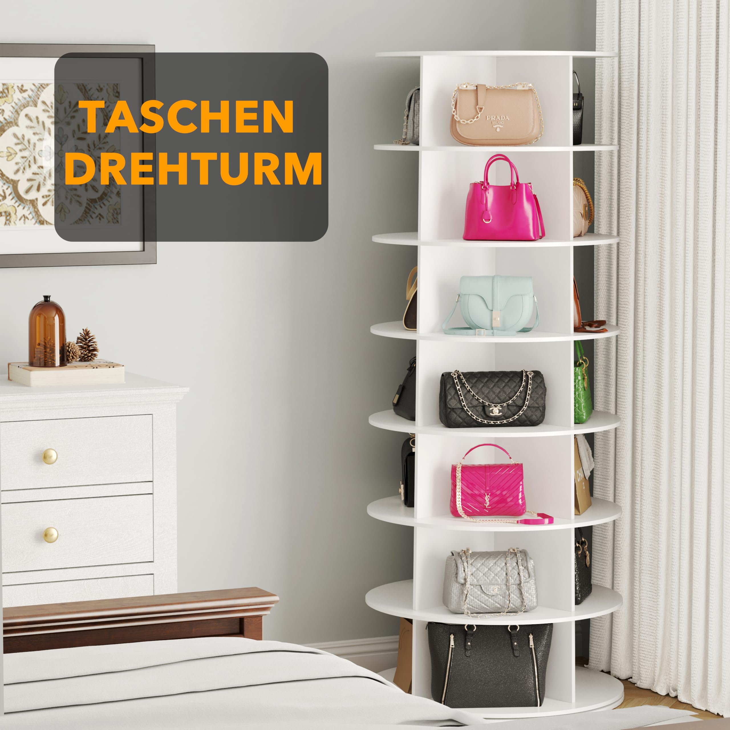 SpaceAid holding handbags and hats to show multiuse storage versatility benefit