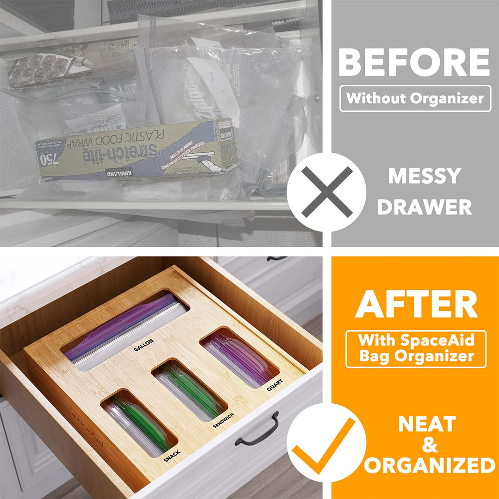 SpaceAid top-down view revealing open compartments that separate bag sizes easily