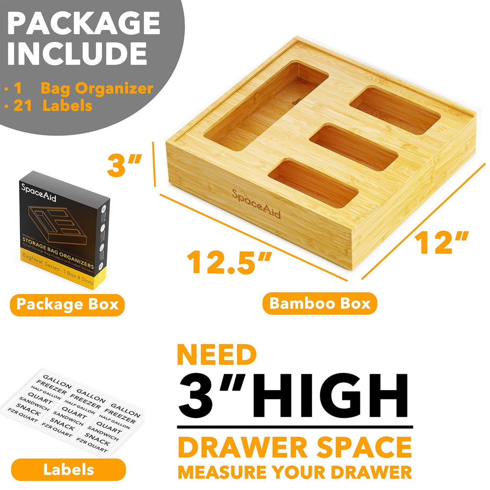 SpaceAid with label stickers applied showing clear identification and quick retrieval