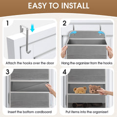 SpaceHacks hanging on door in bedroom showing space-saving vertical storage benefit