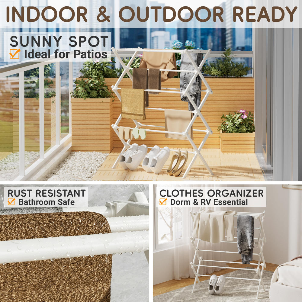 SpaceHidden on balcony with towels drying and improved airflow benefit