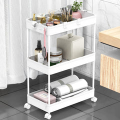 SPACELEAD front view of 3-tier cart showing slim profile and storage benefit