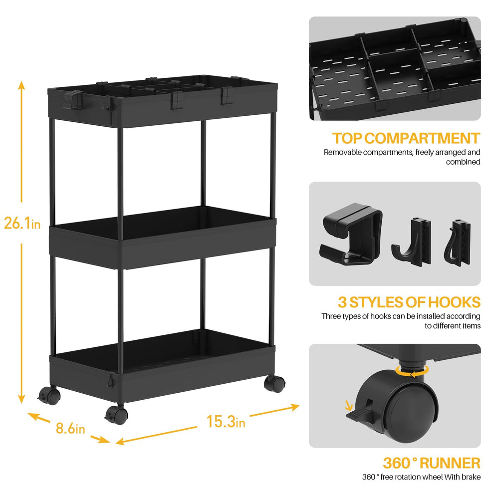 SPACELEAD slim cart fitted into a narrow gap beside counter maximizing gap storage