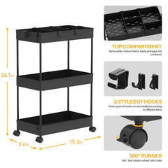 SPACELEAD slim cart fitted into a narrow gap beside counter maximizing gap storage