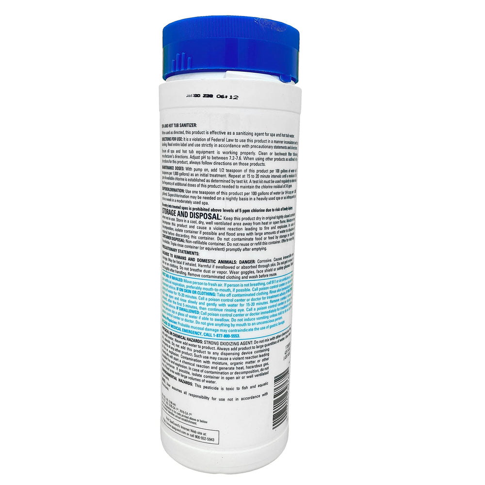 SpaGuard granules being added to a running spa demonstrating easy use and effective sanitizing