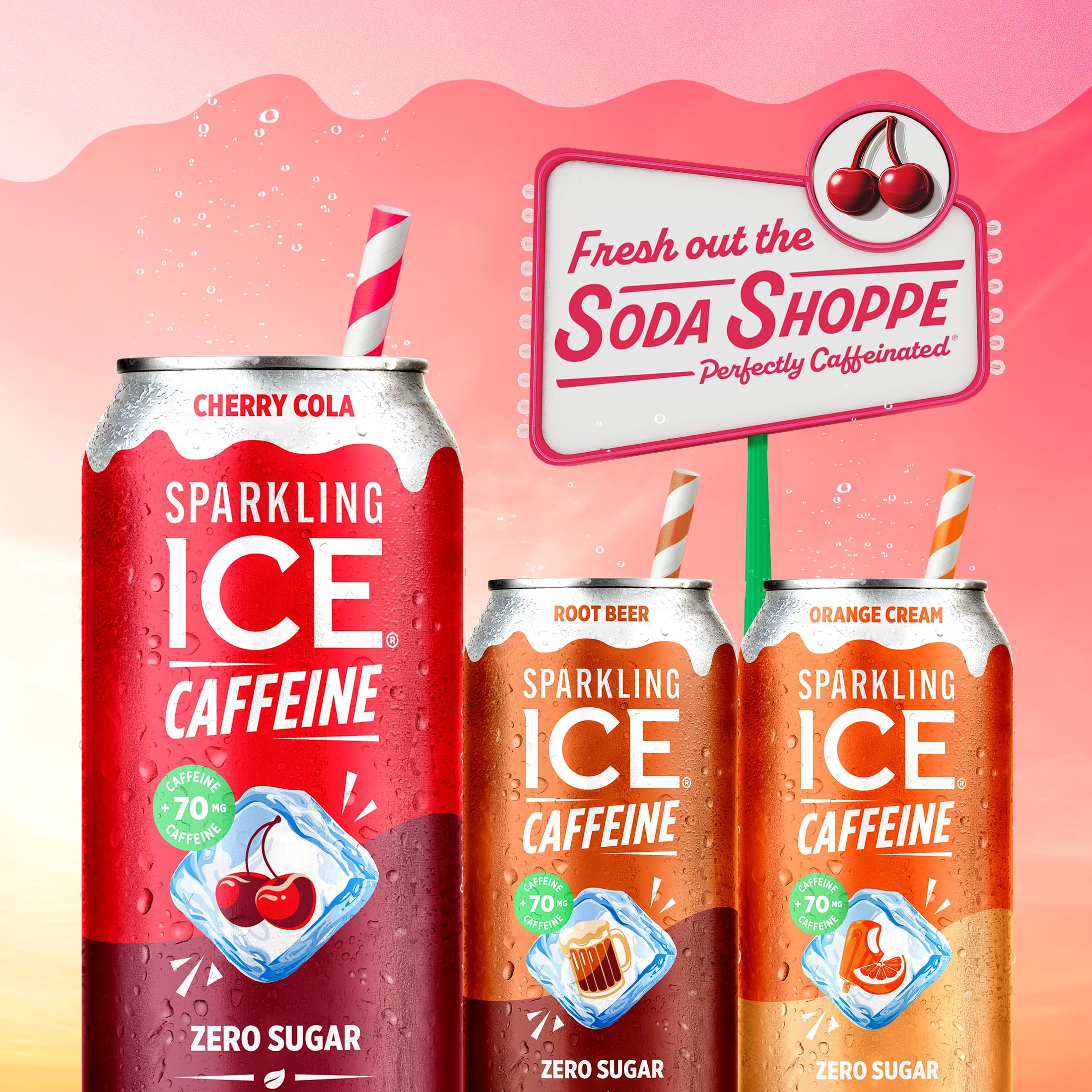 Sparkling Ice lifestyle picnic Cherry Cola placed on blanket for outdoor enjoyment