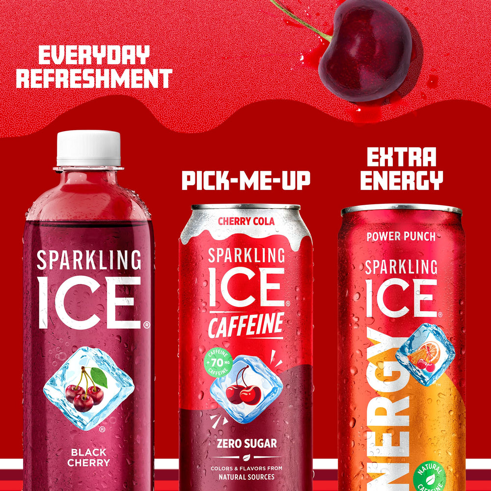 Sparkling Ice pack of 12 Cherry Cola displaying case for stocking and sharing
