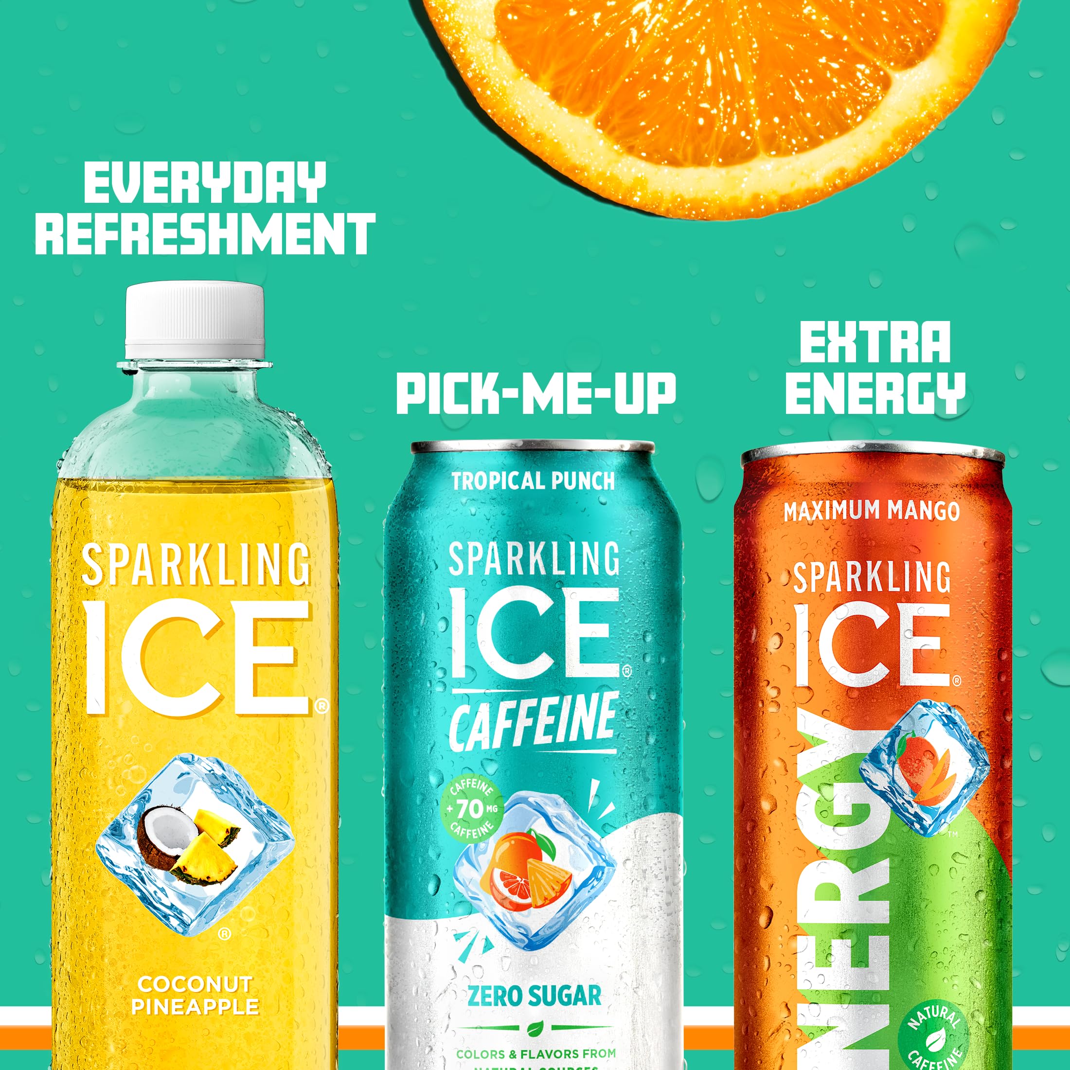 Sparkling Ice can held in hand demonstrating 16 fl oz size and portable energy boost