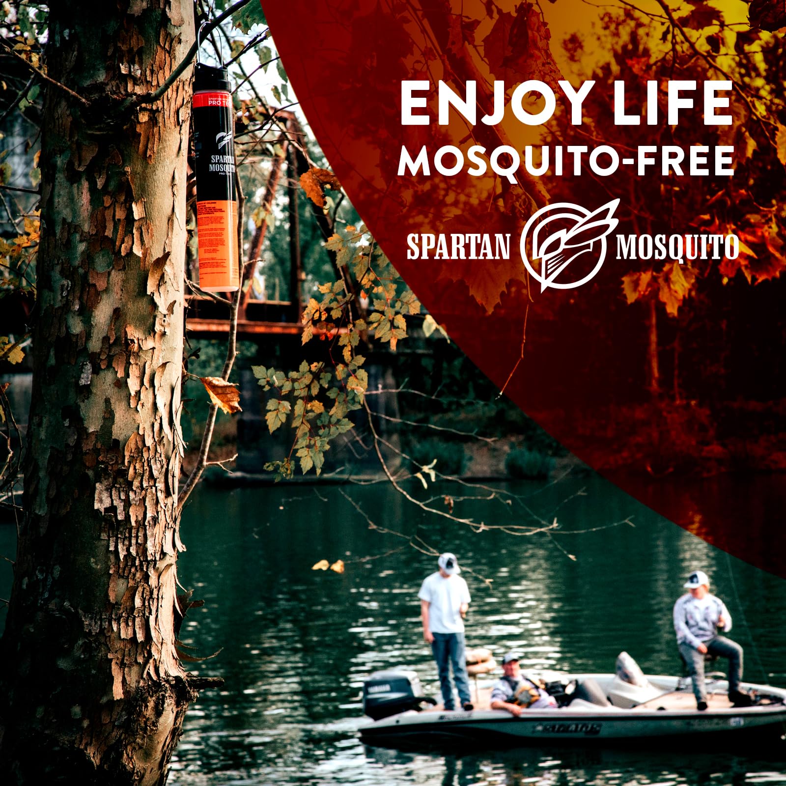 SPARTAN MOSQUITO backyard scene with dispenser showing practical use and yard protection