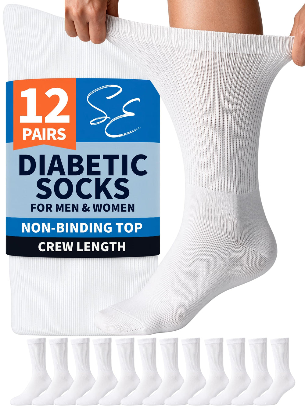 Special Essentials front packaging showing 12-pair value and white crew socks for comfort