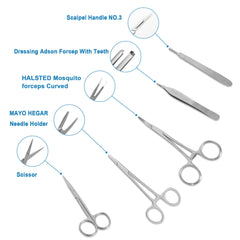 Spectabilis curved needle holder and scissors arranged to train realistic instrument handling