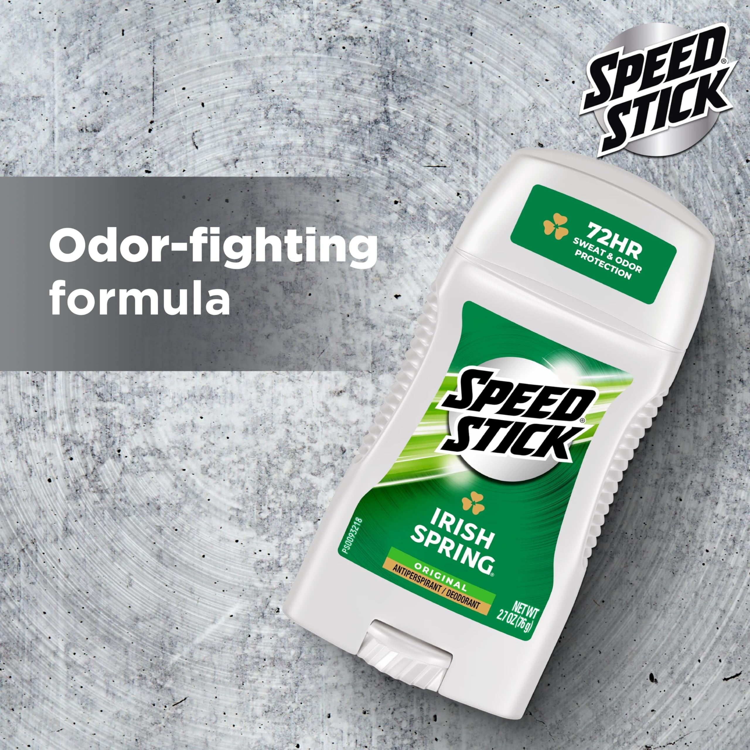 Speed Stick label closeup showing included features and clear product information