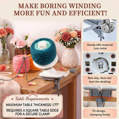 SPEENSUN single 3.5 oz yarn cake on spindle illustrating neat, easy-to-use result