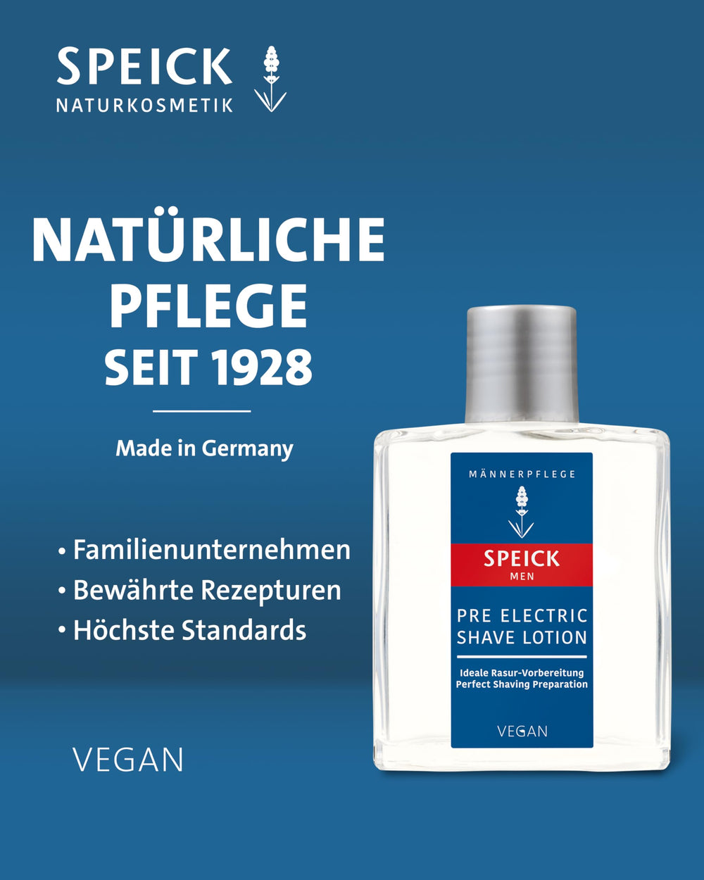 Speick bottle in hand showing scale and travel convenience benefit