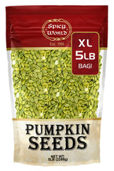 Spicy World front packaging 5 lb bag showing brand and size, convenient bulk supply