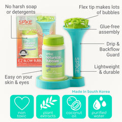 SPIKE aqua bubbles floating demonstrating long-lasting, non-sticky play
