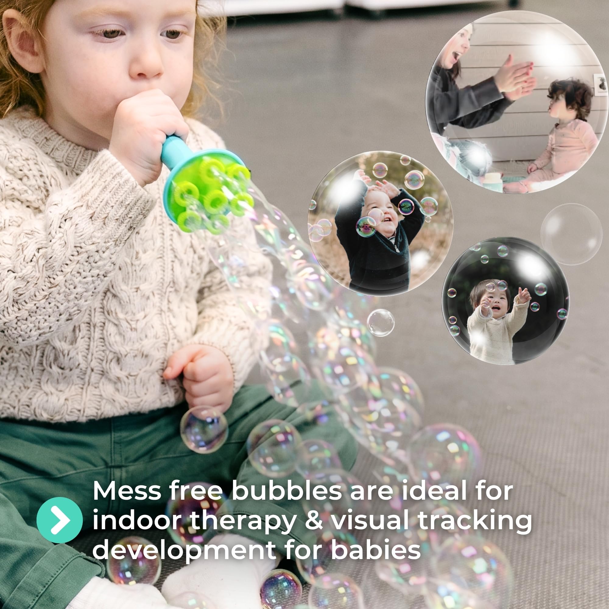 SPIKE pouring botanical bubble solution into tray for mess-free play