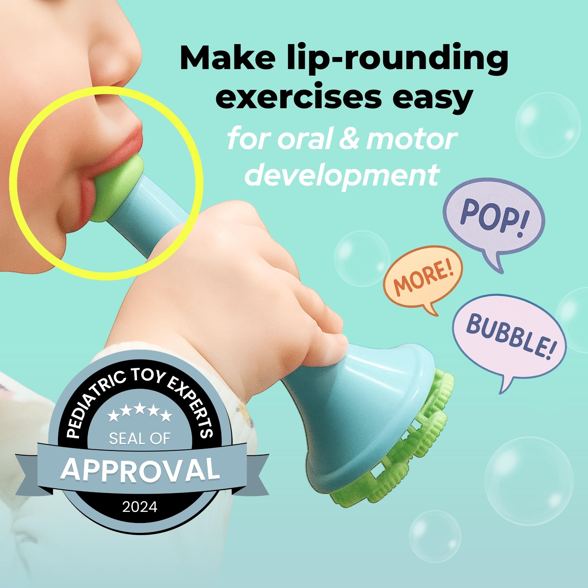 SPIKE blower next to a child’s hand showing compact, kid-friendly scale