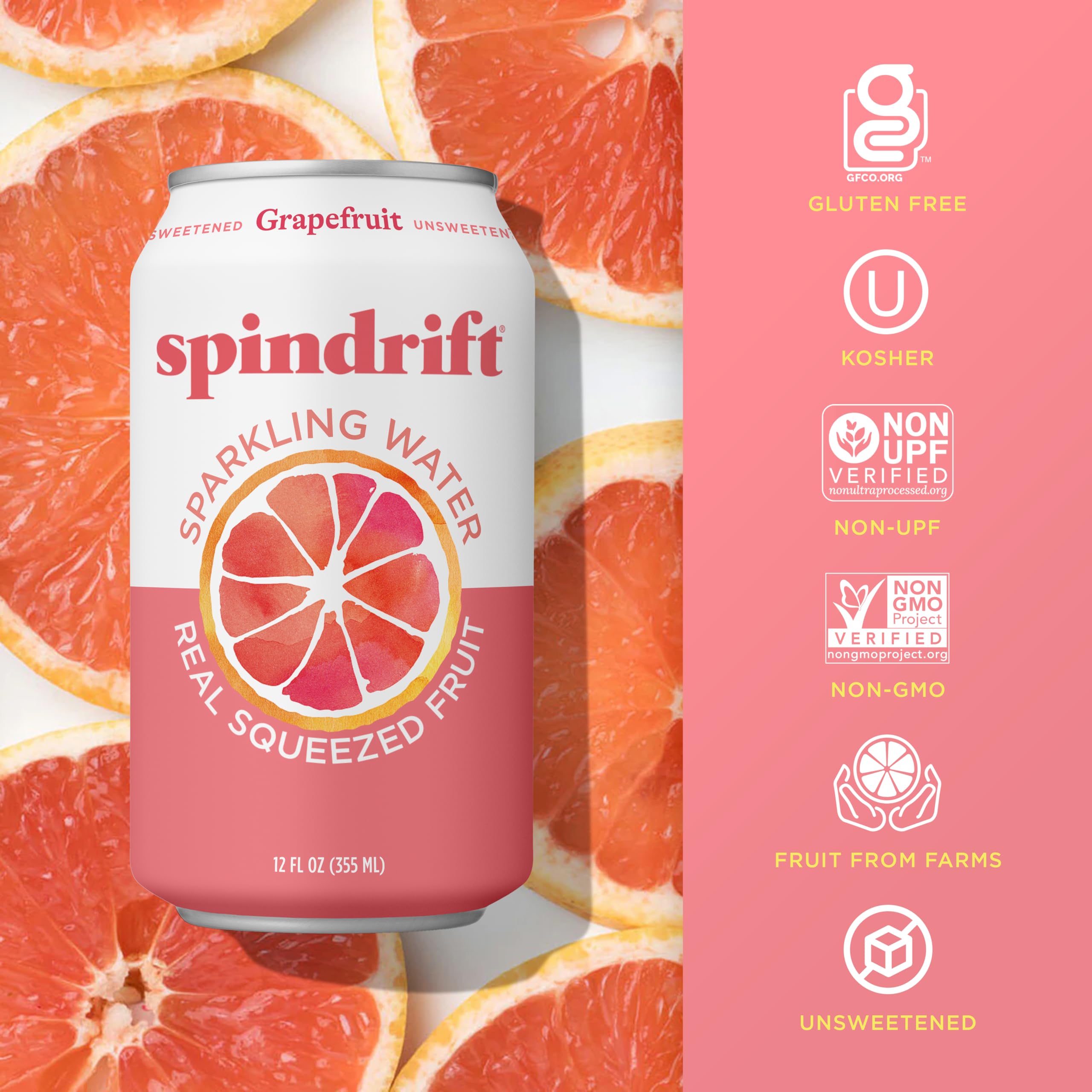 Spindrift grapefruit used as a mixer in a cocktail for natural citrus lift