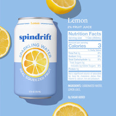 Spindrift close-up of can showing lemon pulp for authentic flavor
