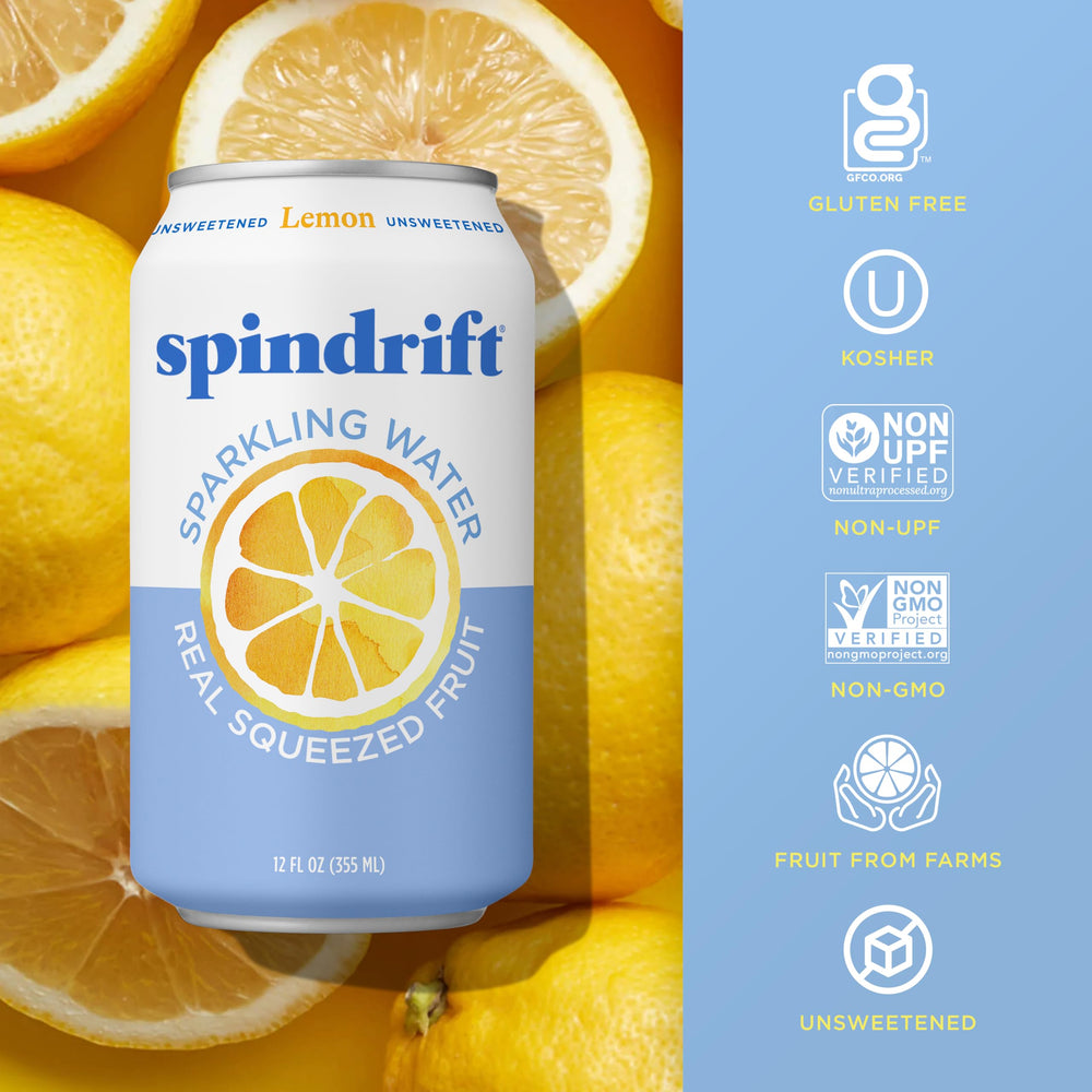 Spindrift lemon used as mixer offering natural cocktail flavor
