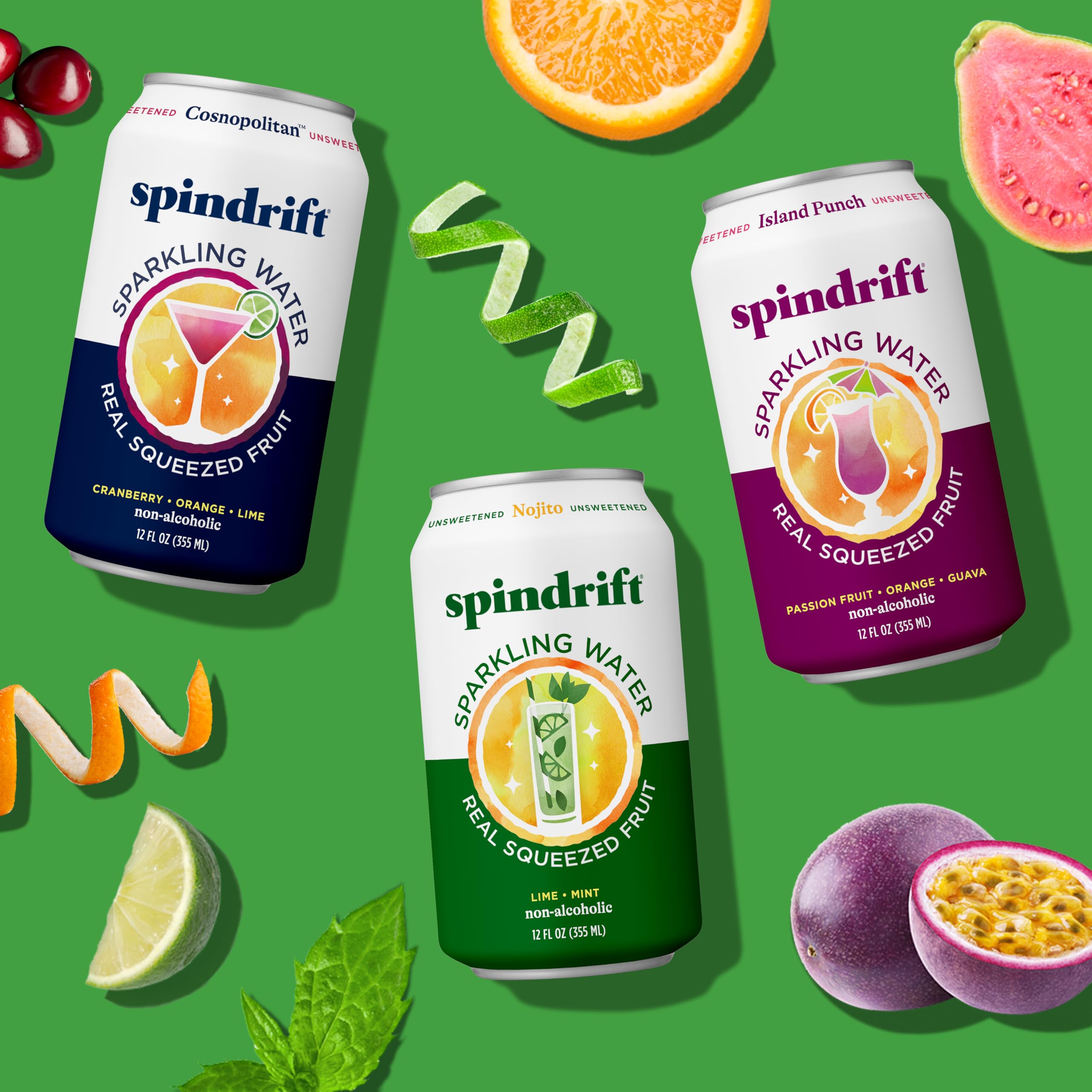Close-up of Spindrift label and certifications showing clarity and benefit ingredient transparency