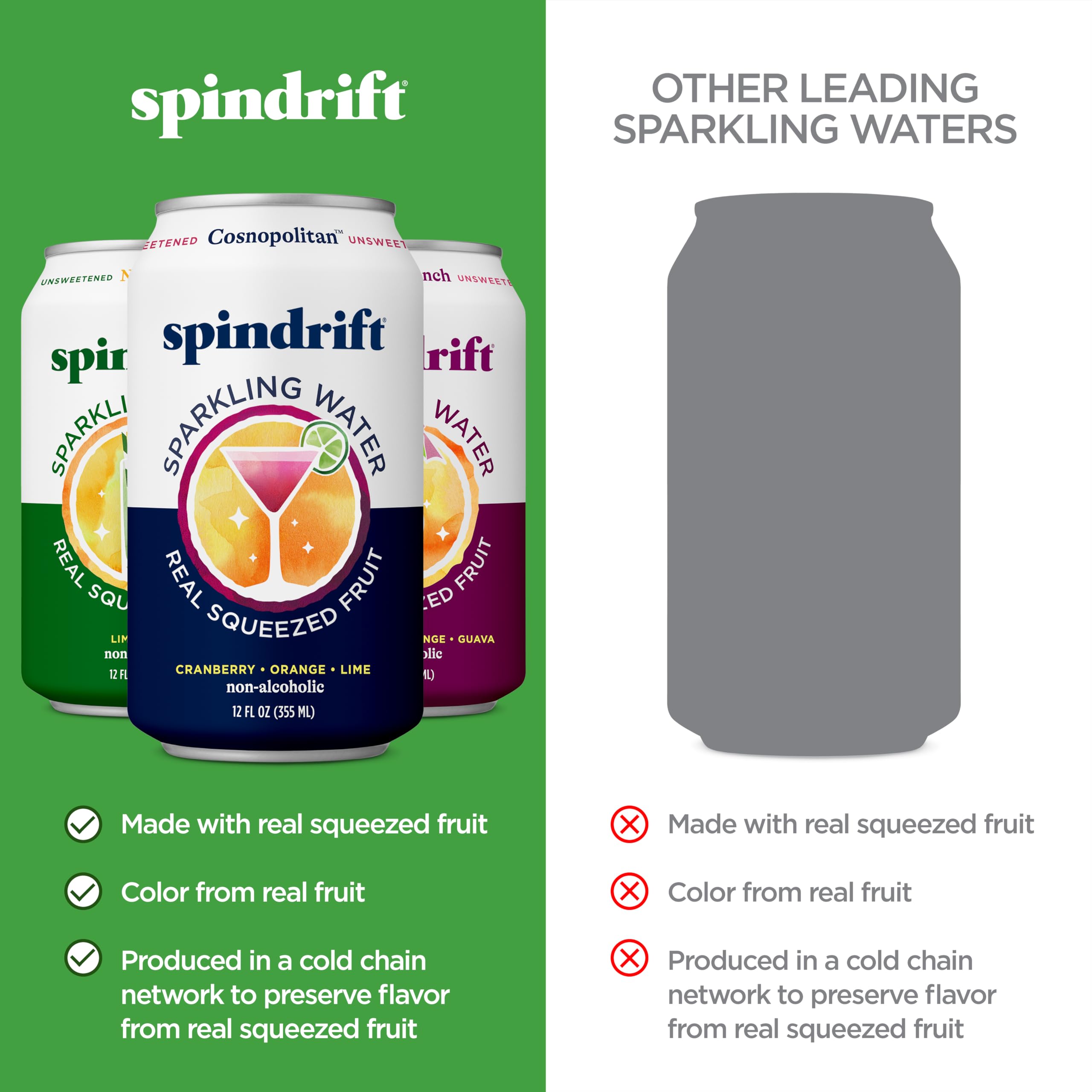 Spindrift open can with visible carbonation and benefit lively bubbles
