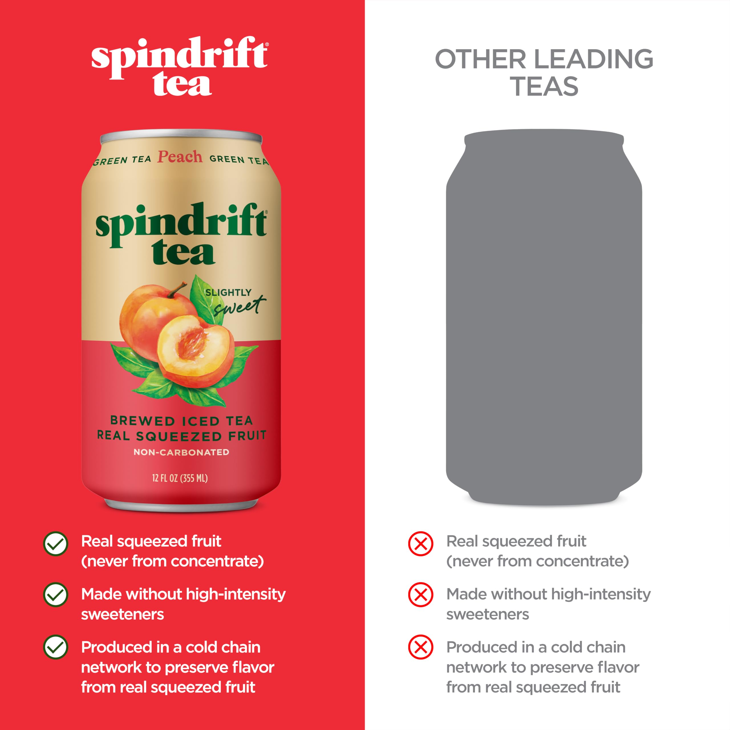 Label detail on Spindrift can showing brewed tea blend and clean ingredients
