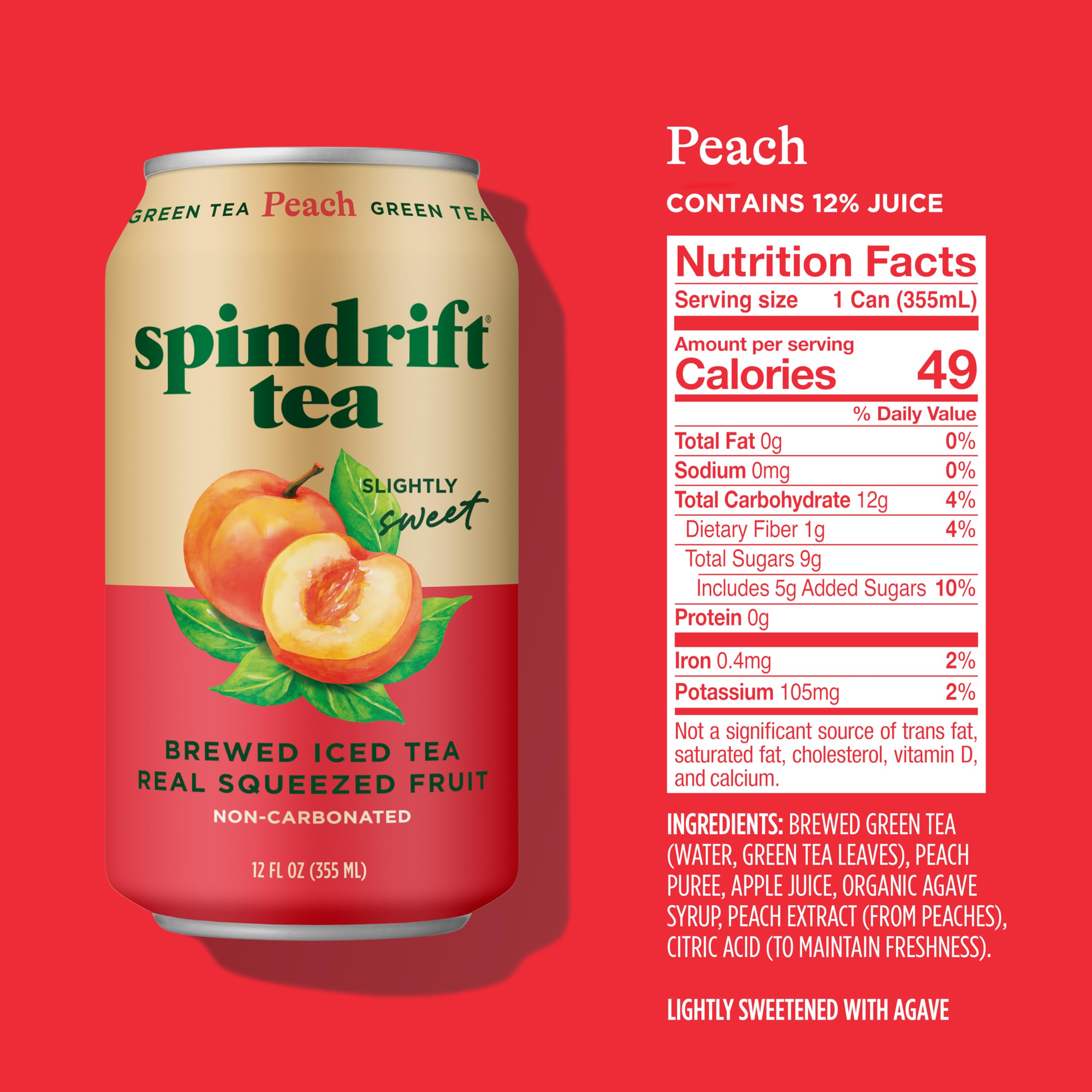 Spindrift pouring over ice, showcasing chilled peach flavor and refreshment