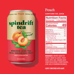 Spindrift pouring over ice, showcasing chilled peach flavor and refreshment