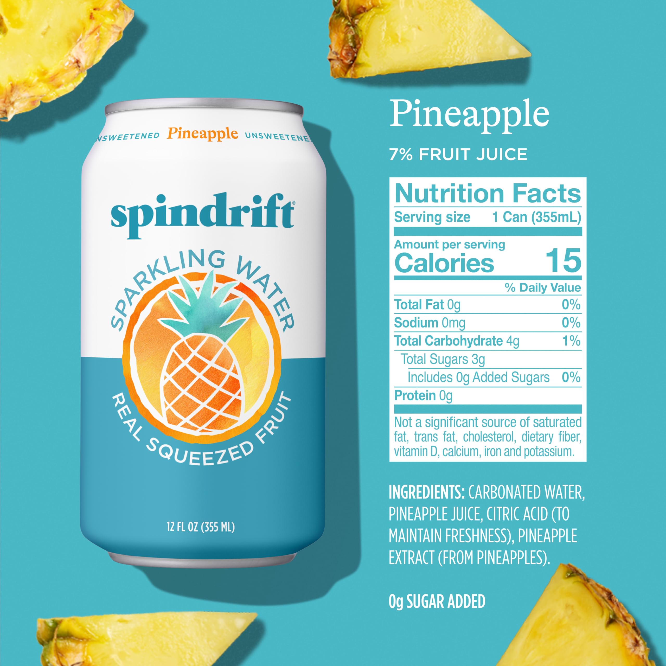 Pack of 24 Spindrift pineapple cans demonstrating quantity convenience