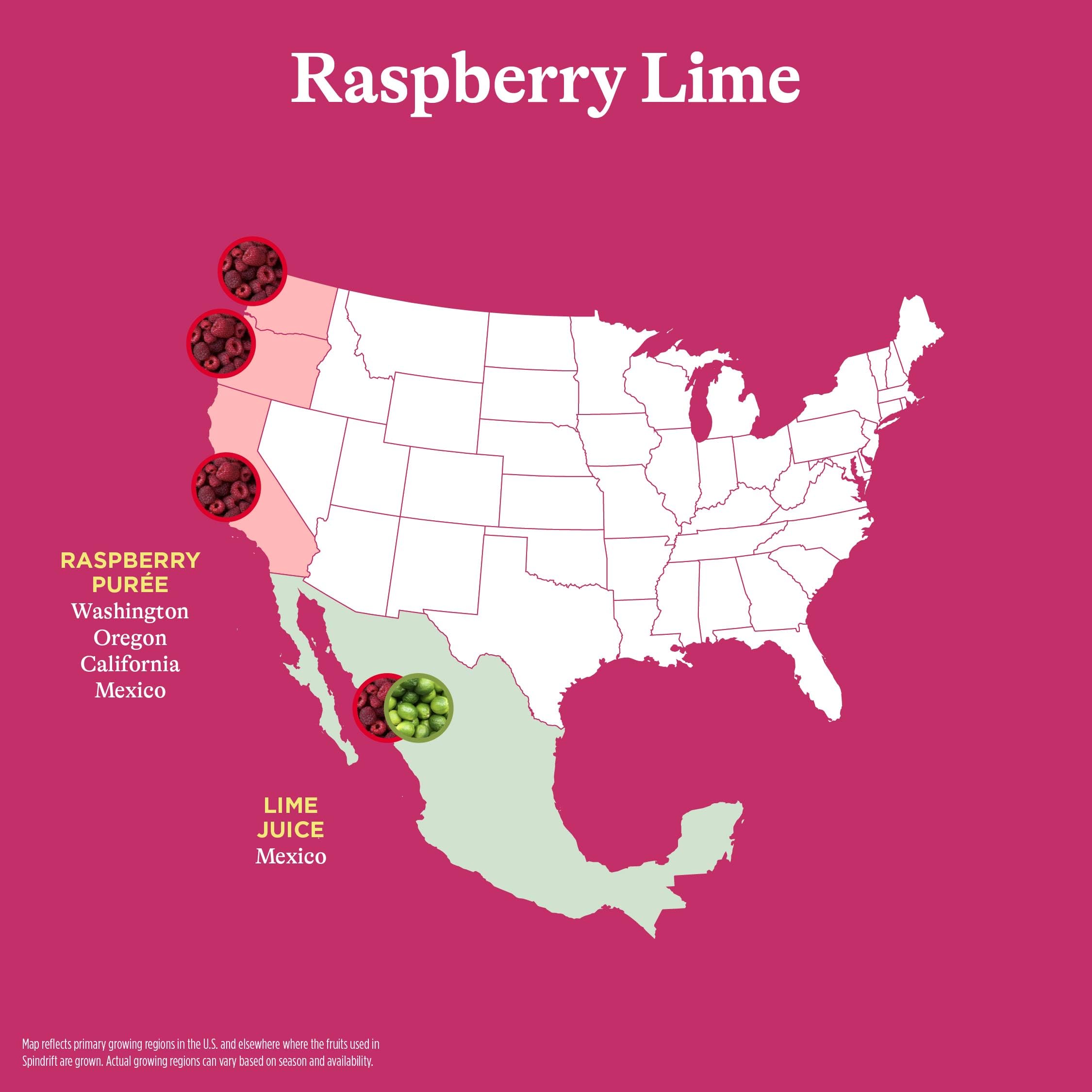 Close-up of Spindrift Raspberry Lime pulp texture, real fruit gives fuller flavor