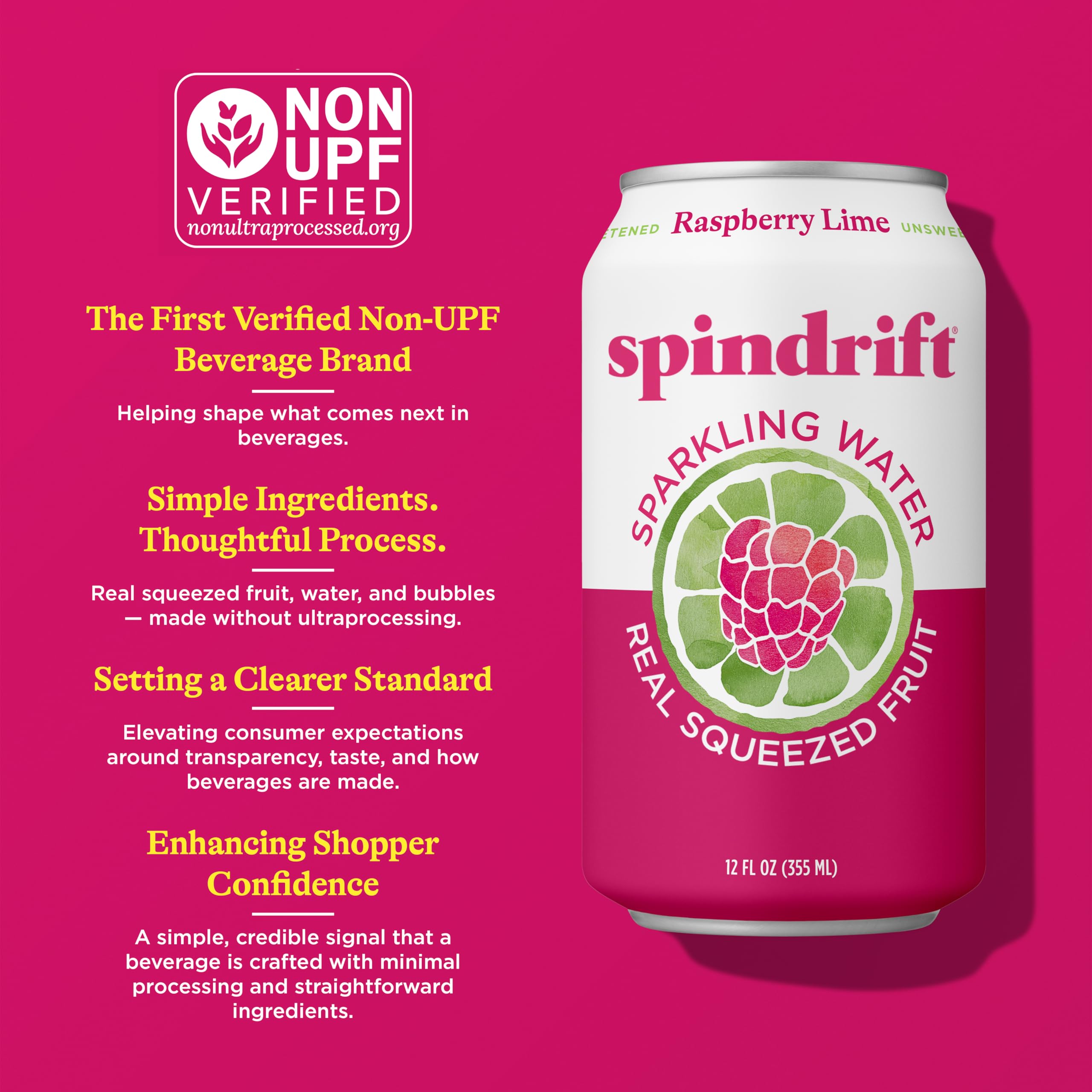 Spindrift used as a cocktail mixer in a glass, adds bright fruit complexity
