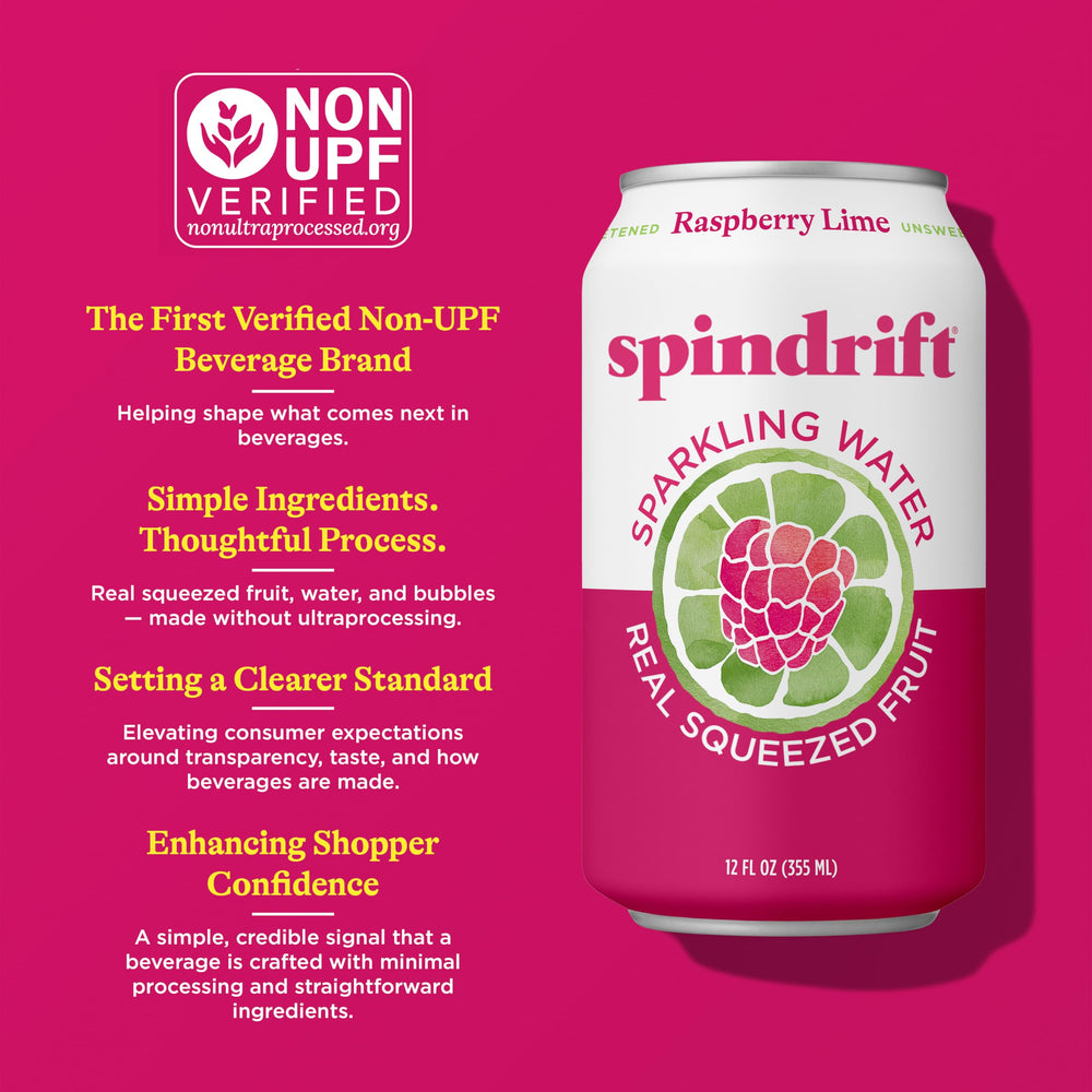 Spindrift used as a cocktail mixer in a glass, adds bright fruit complexity