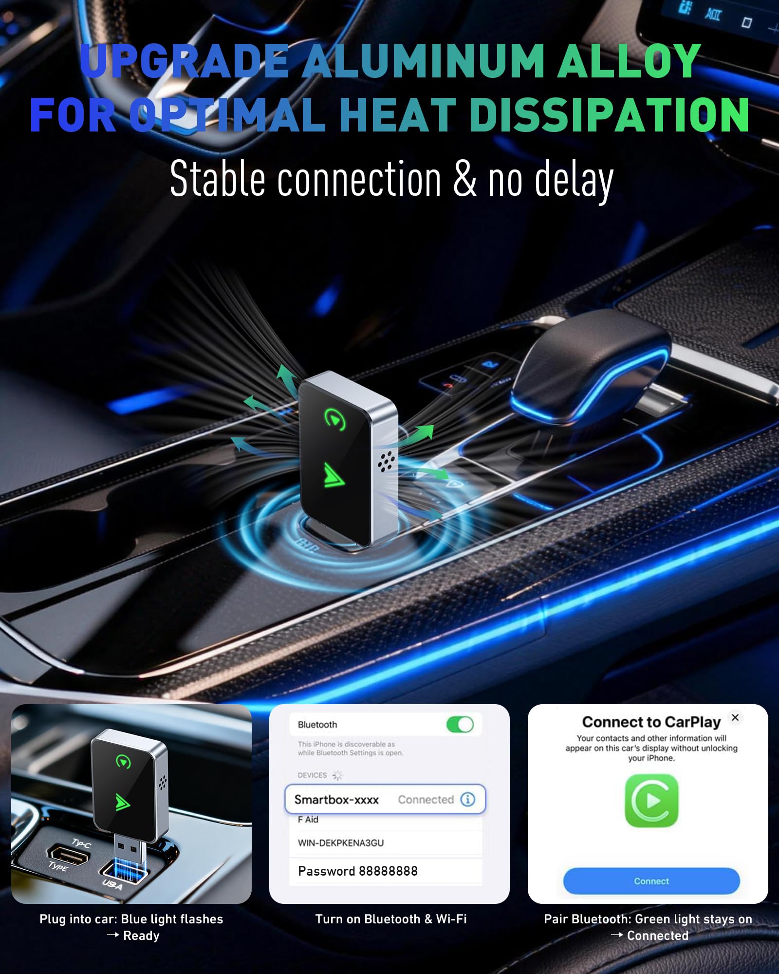 SPIRITIME ports detail showing USB-A and USB-C options for flexible power compatibility